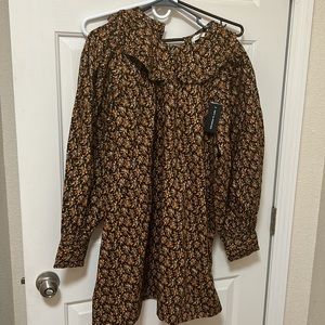 Adalina ruffled floral-print cotton-poplin mini dress NWT